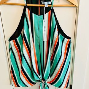 Women’s Multi Striped Top w/ Waist Tie